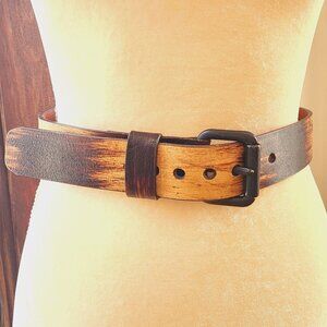 Brave Beltworks Brown Distressed Paint Boho Western Leather Belt 30"